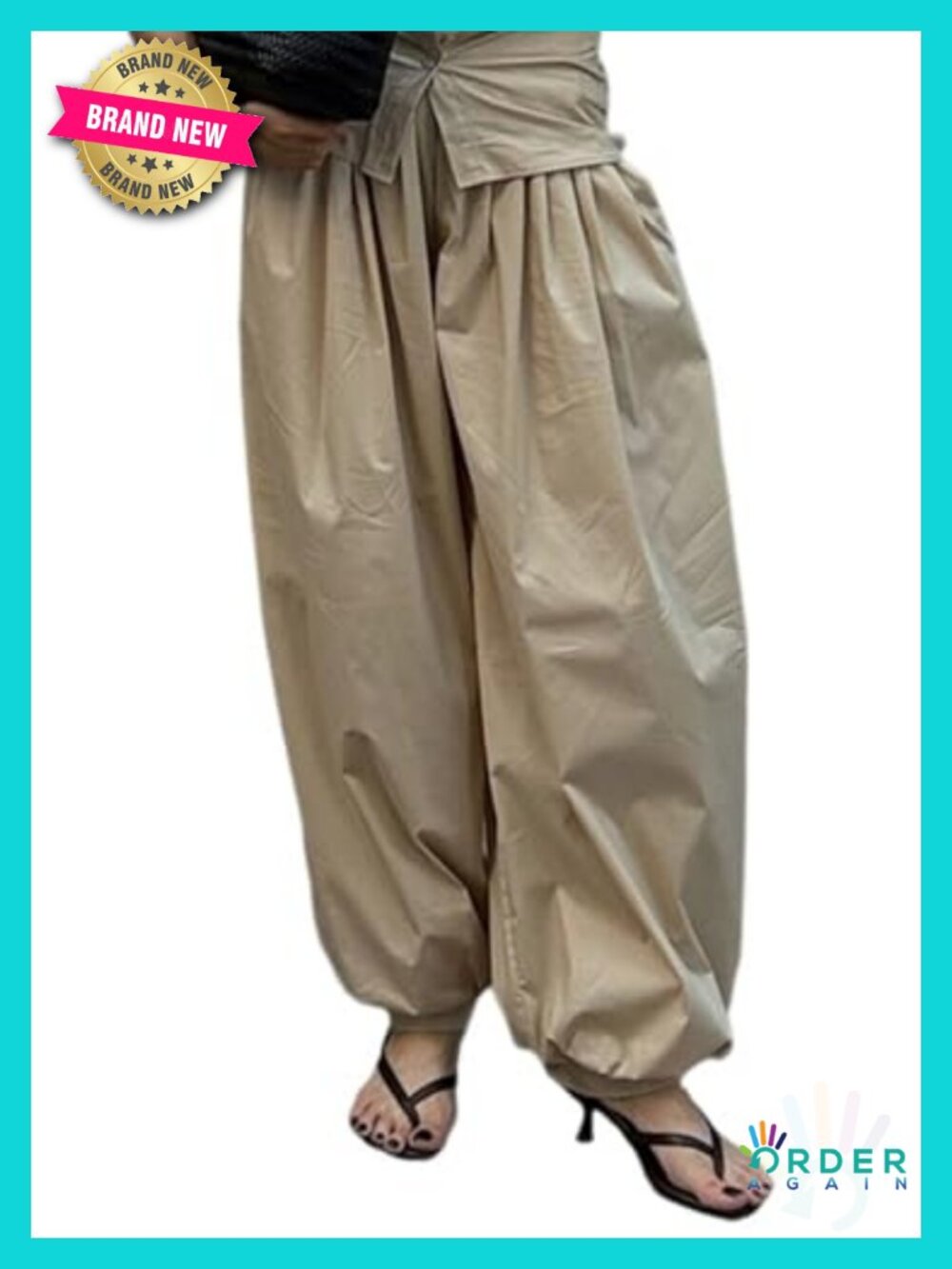 Wide Leg Harem Pants Loose Elastic Waist Baggy Hippie Boho Trousers